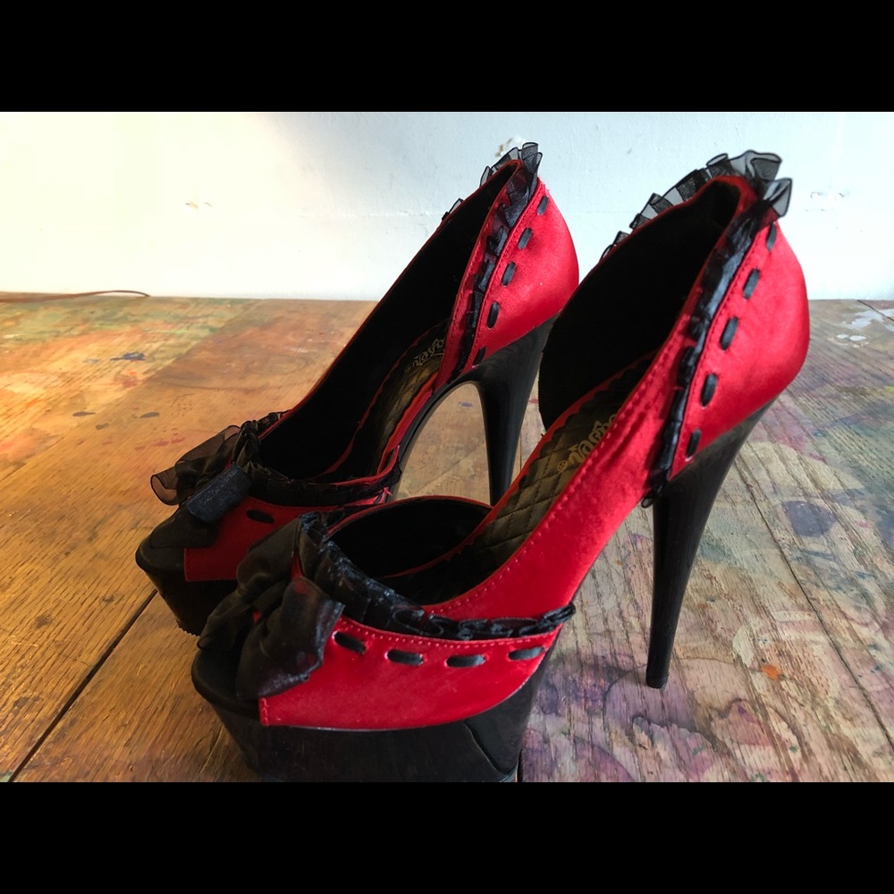 Never worn red/black platform heels